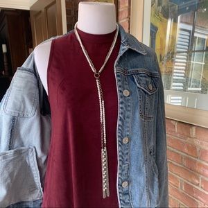 Ing Soft Maroon Velour Mock Neck Dress M